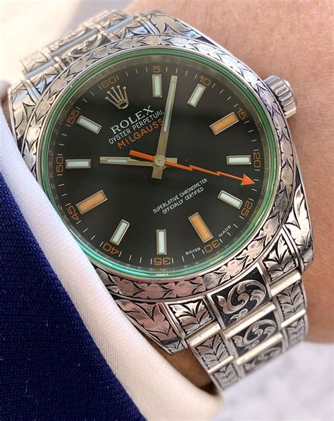 rolex milgauss engraved replica|rolex milgauss 40mm.